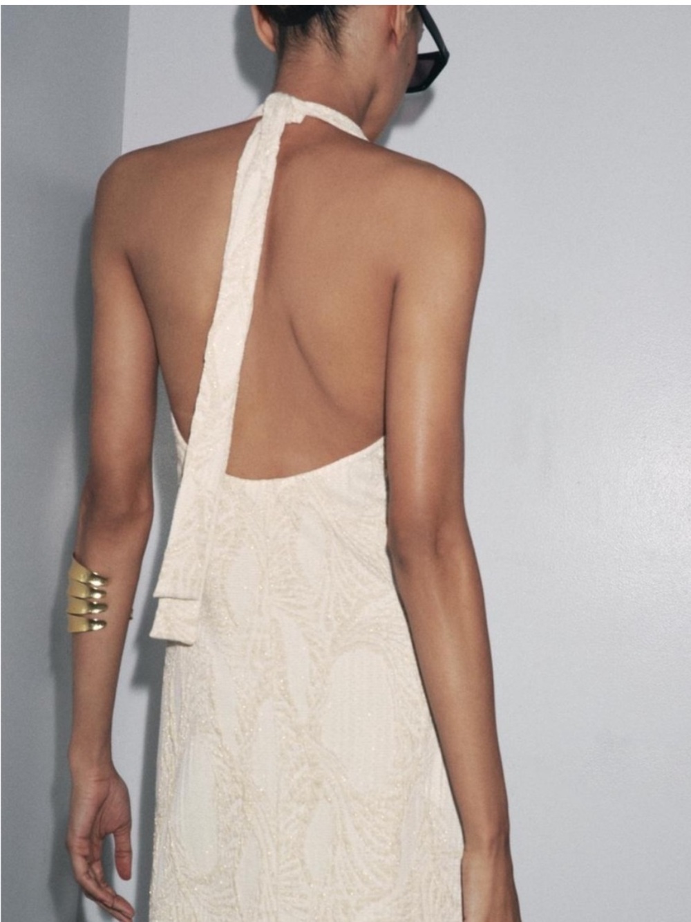 Zara Cream Halter Midi Dress - Picture 2 of 6